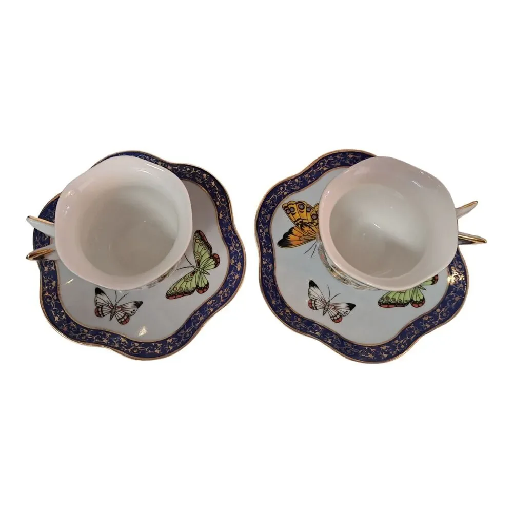 Formalities by Baum Bros Set of 2- Butterflies Demitasse Teacup‎ & Saucer